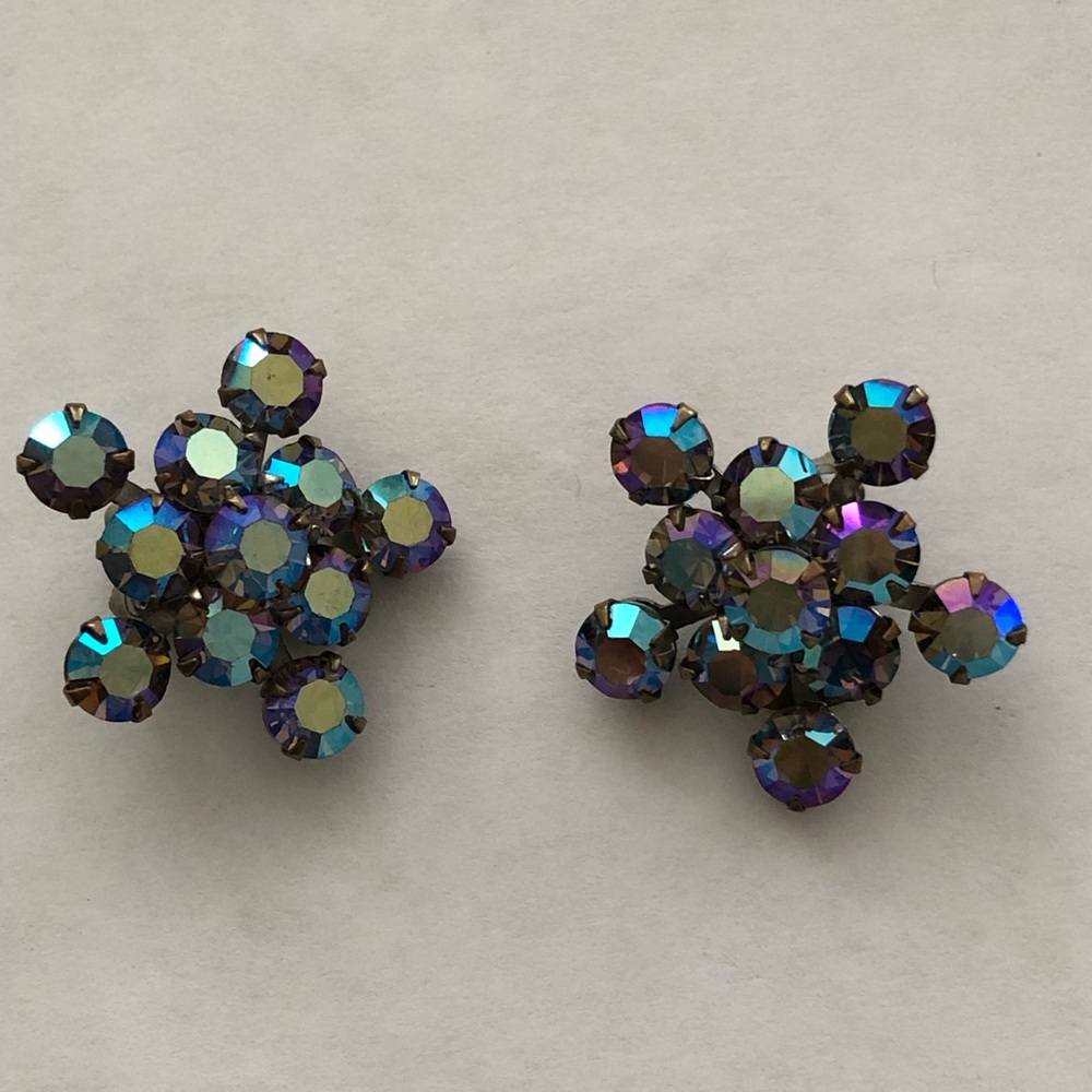 Aurora borealis clip earrings—Jewelry